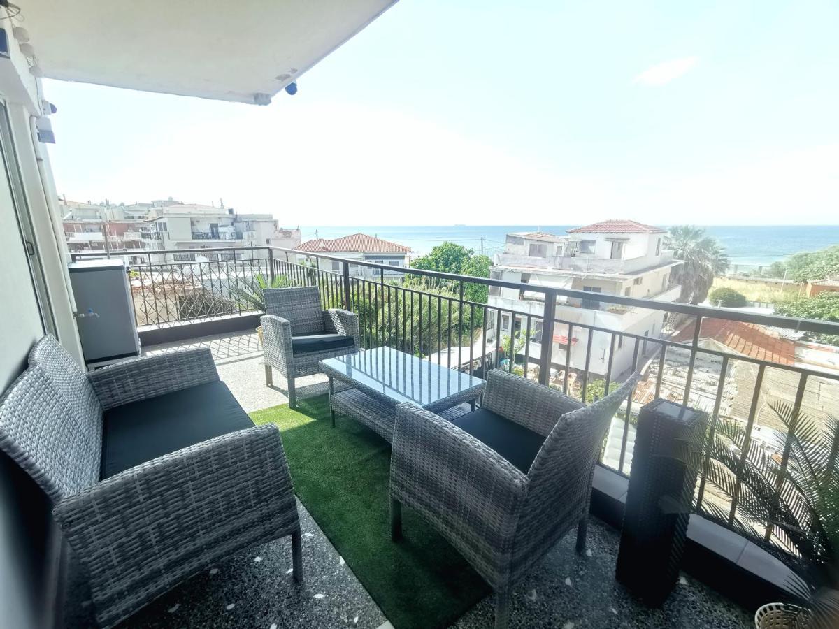 Pure Bliss Luxury Beachfront Apartment With Panoramic Sea Views, Electric Bbq, Gym Equipment And More Agía Triás Buitenkant foto